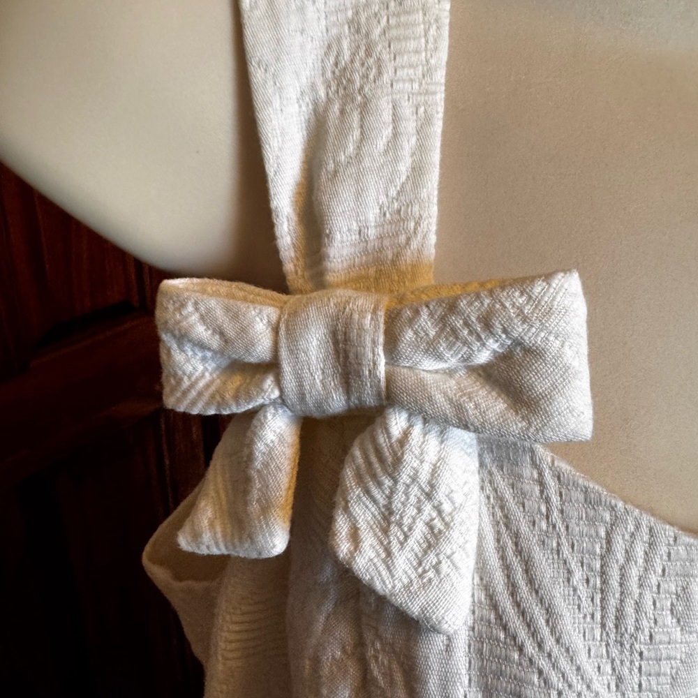 David Meister White Cotton Dress Sz 10 Textured Fully Lined NWT $225 Made in USA - Picture 4 of 14